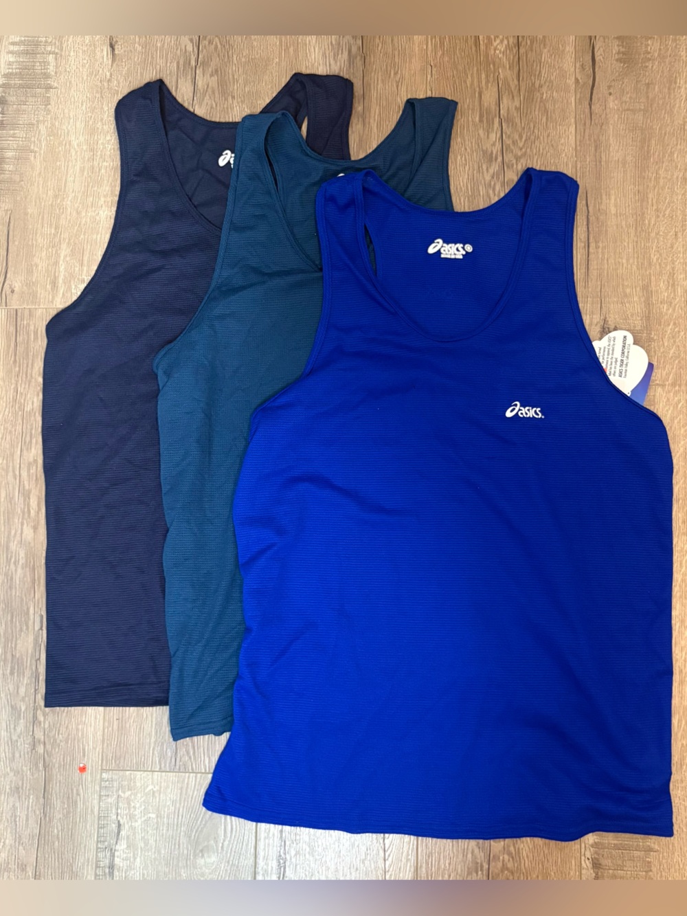 Asics Vintage Men's Performance Tank Tops - Royal Blue, Teal, Navy - 3 Pack